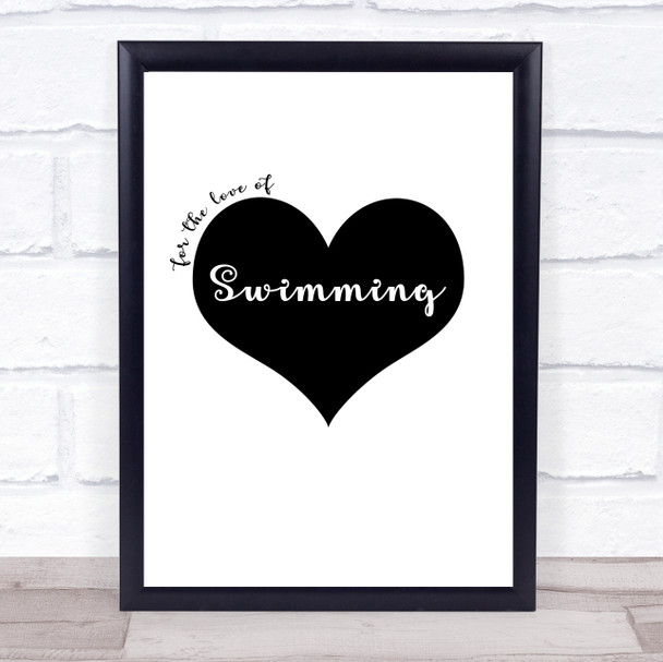 Love Swimming Quote Typogrophy Wall Art Print