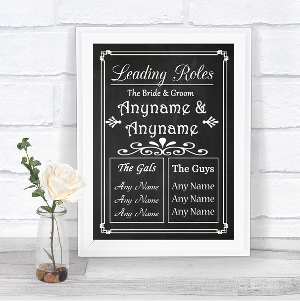 Chalk Style Who's Who Leading Roles Personalized Wedding Sign