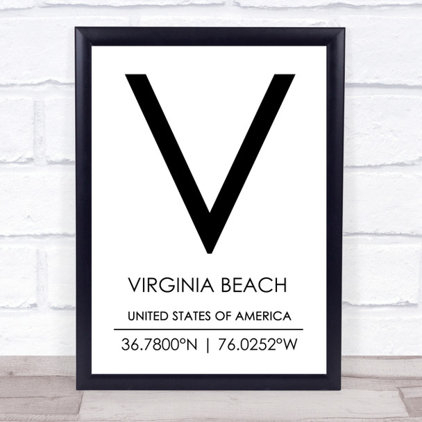 Virginia Beach United States Of America Coordinates Quote Print