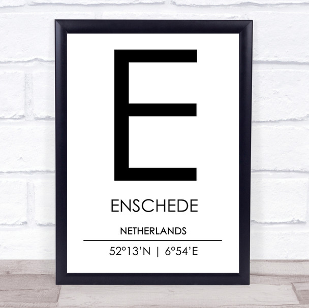 Enschede Netherlands Coordinates Travel Print Enschede Netherlands Coordinates Travel Print