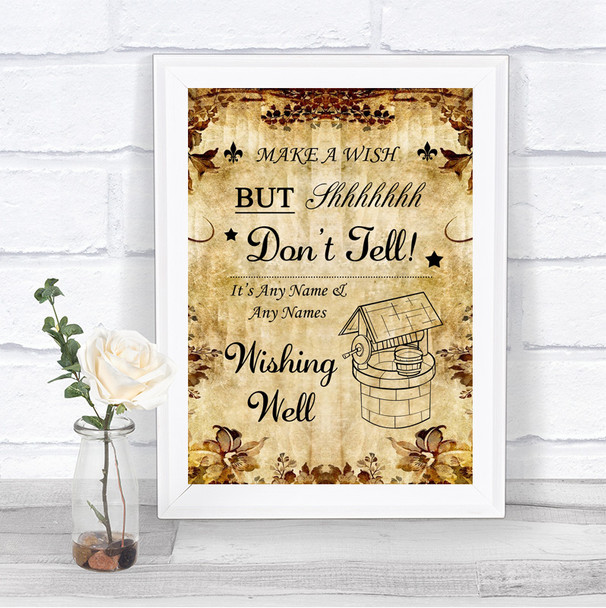 Autumn Vintage Wishing Well Message Personalized Wedding Sign