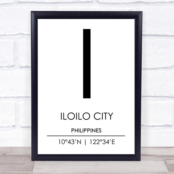 Iloilo City Philippines Coordinates Travel Print