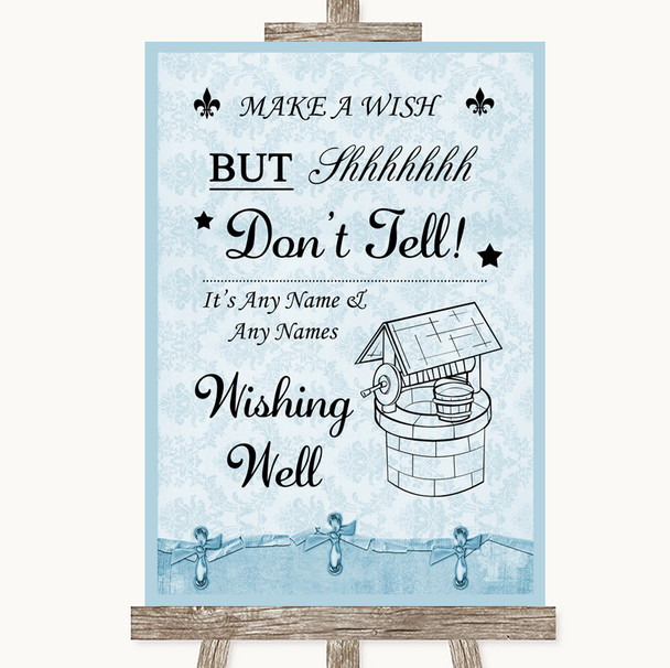 Blue Shabby Chic Wishing Well Message Personalized Wedding Sign Blue Shabby Chic Wishing Well Message Personalized Wedding Sign