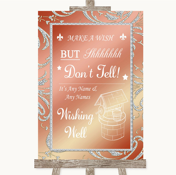 Coral Pink Wishing Well Message Personalized Wedding Sign