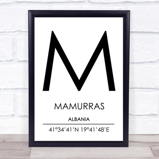 Mamurras Albania Coordinates World City Travel Print