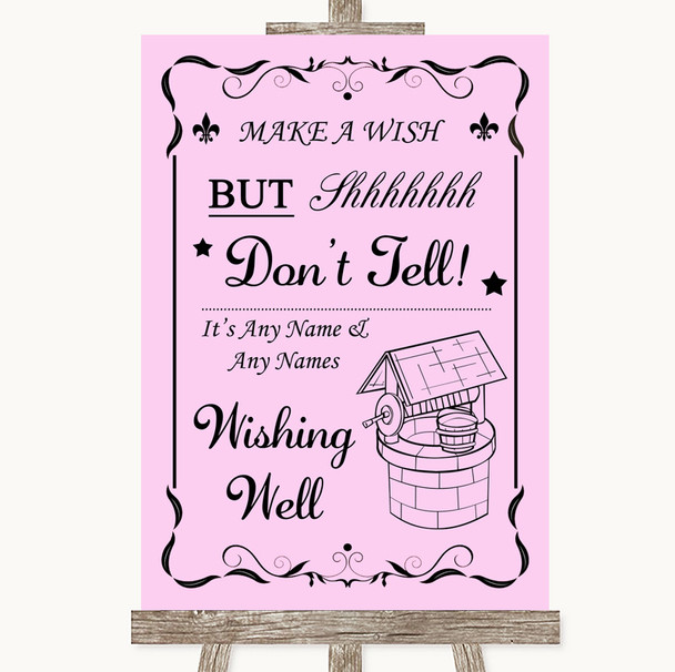 Pink Wishing Well Message Personalized Wedding Sign