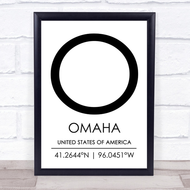 Omaha United States Of America Coordinates World City Quote Print