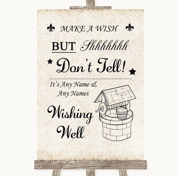 Shabby Chic Ivory Wishing Well Message Personalized Wedding Sign