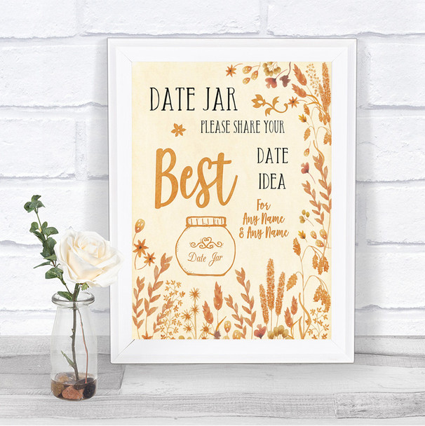 Autumn Leaves Date Jar Guestbook Personalized Wedding Sign