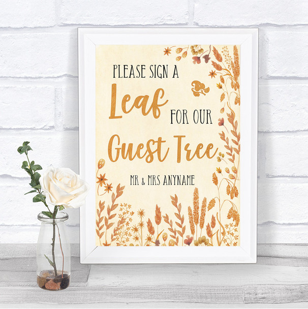 Autumn Leaves Guest Tree Leaf Personalized Wedding Sign
