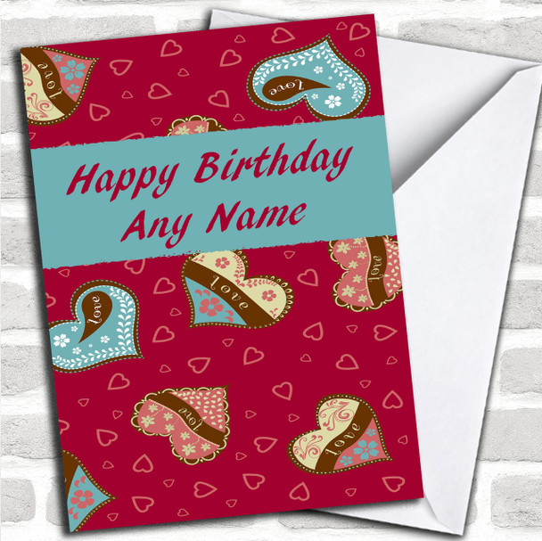 Love Hearts Romantic Personalized Birthday Card