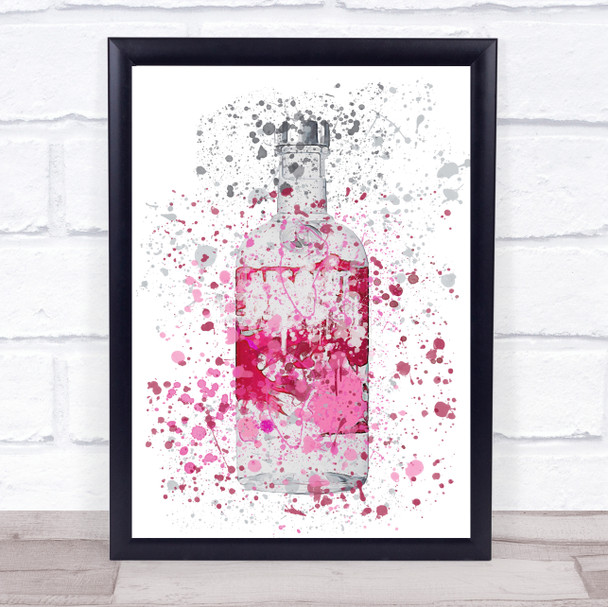 Watercolour Splatter Absolutely Berry Vodka Bottle Wall Art Print