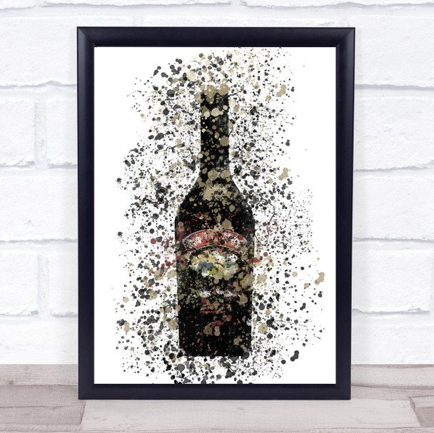 Watercolour Splatter Irish Cream Liqueur Bottle Wall Art Print