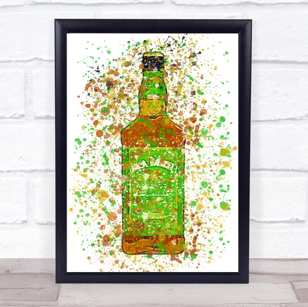 Watercolour Splatter Apple Jack Whiskey Bottle Wall Art Print Watercolour Splatter Apple Jack Whiskey Bottle Wall Art Print