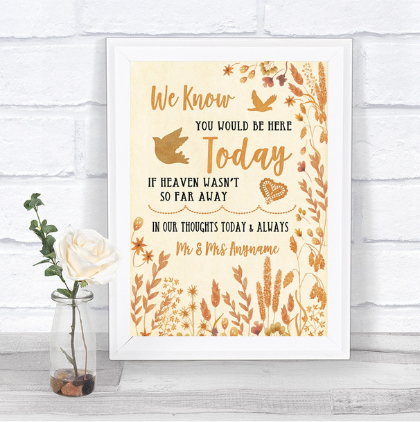 Autumn Leaves Loved Ones In Heaven Personalized Wedding Sign