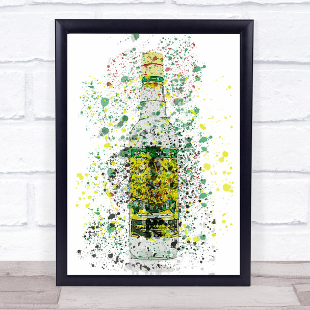 Watercolour Splatter Strong Proof Rum Bottle Wall Art Print