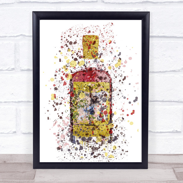Watercolour Splatter Original Cup Swan Gin Bottle Wall Art Print