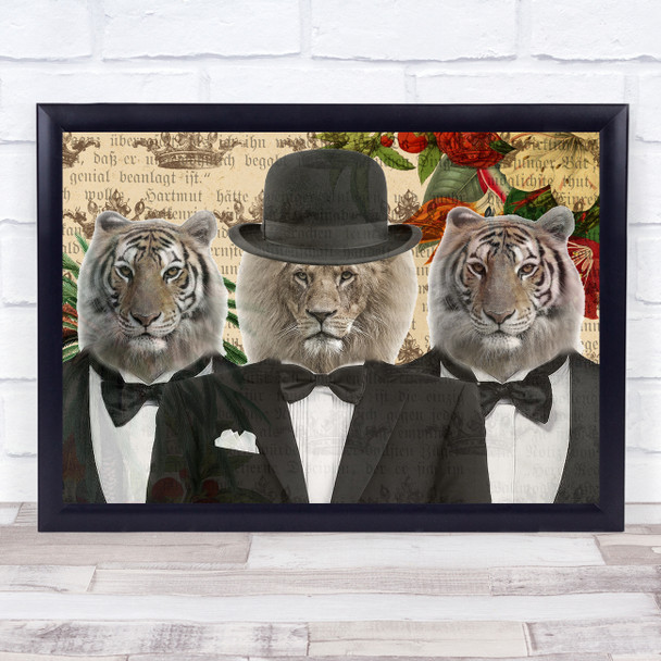 Lion & Tiger Gentlemen Decorative Wall Art Print