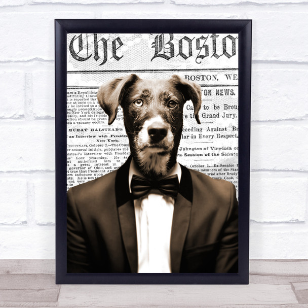 Dog In Suit Newspaper Decorative Wall Art Print