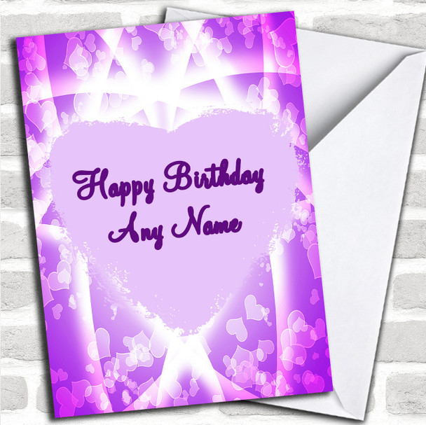 Pink & Purple Hearts Romantic Personalized Birthday Card