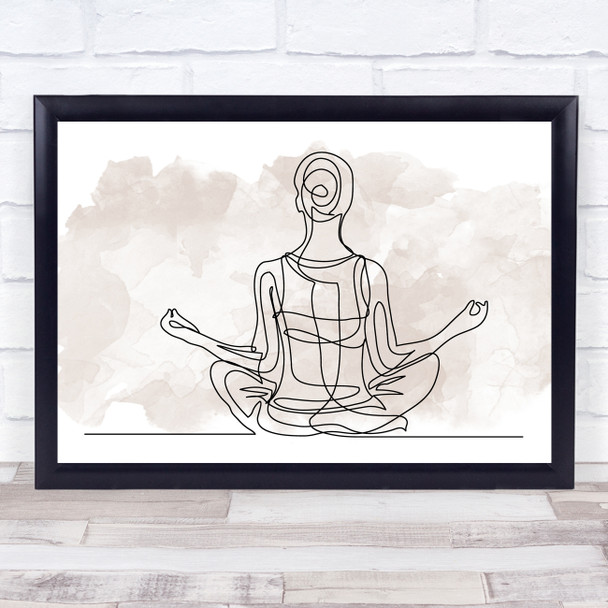 Watercolor Line Art Landscape Yoga Pose Decorative Wall Art Print