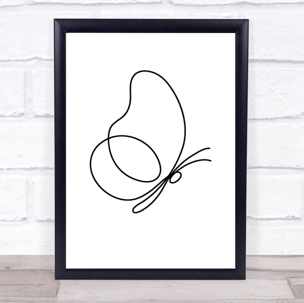 Black & White Line Art Simple Butterfly Decorative Wall Art Print