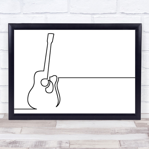 Black & White Line Art Acoustic Guitar Decorative Wall Art Print