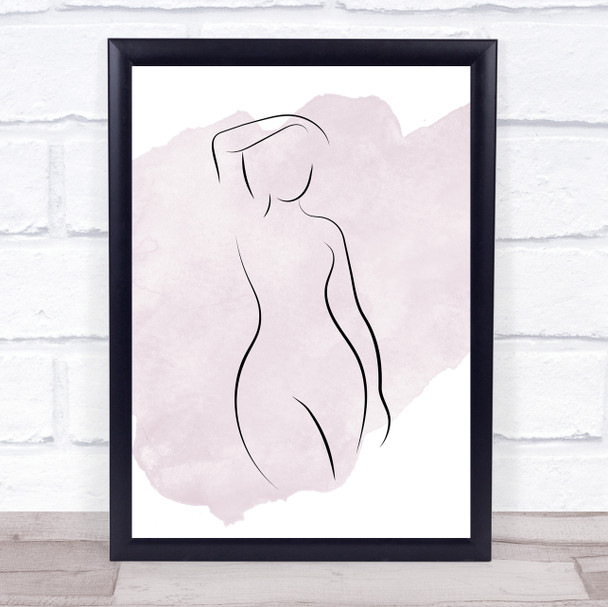 Watercolor Line Art Female Nude Naked Decorative Wall Art Print