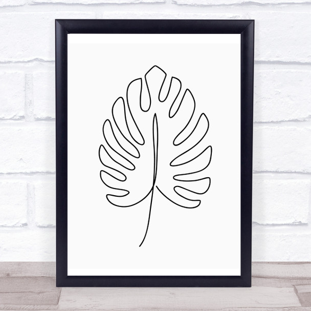 Black & White Line Art Botanical Leaf Decorative Wall Art Print