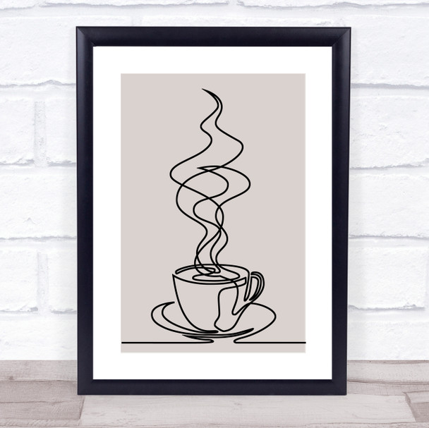 Block Colour Line Art Espresso Coffee Decorative Wall Art Print