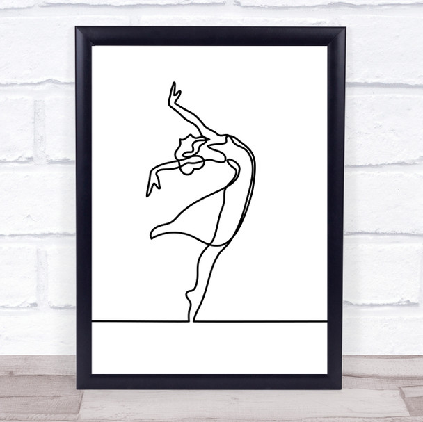 Black & White Line Art Ballet Dancer Decorative Wall Art Print