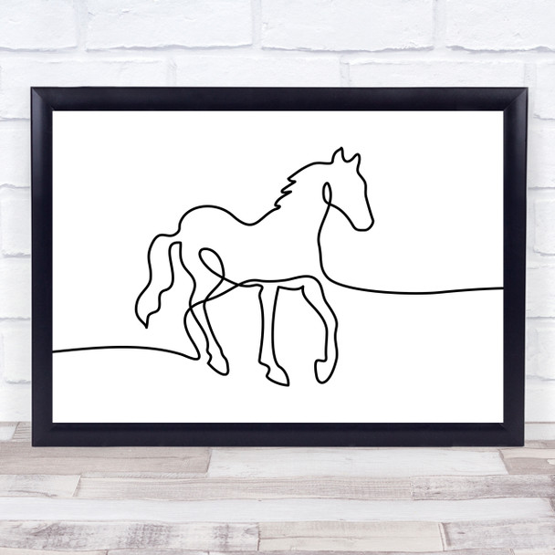 Black & White Line Art Simple Horse Decorative Wall Art Print