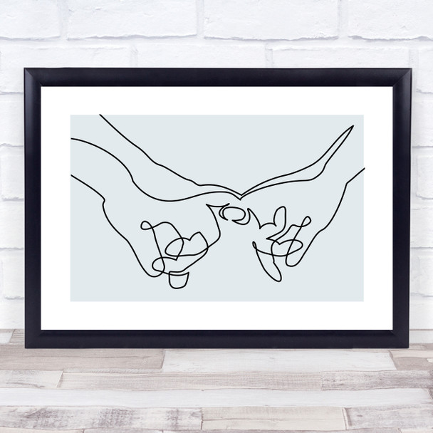 Block Colour Line Art Holding Hands Decorative Wall Art Print