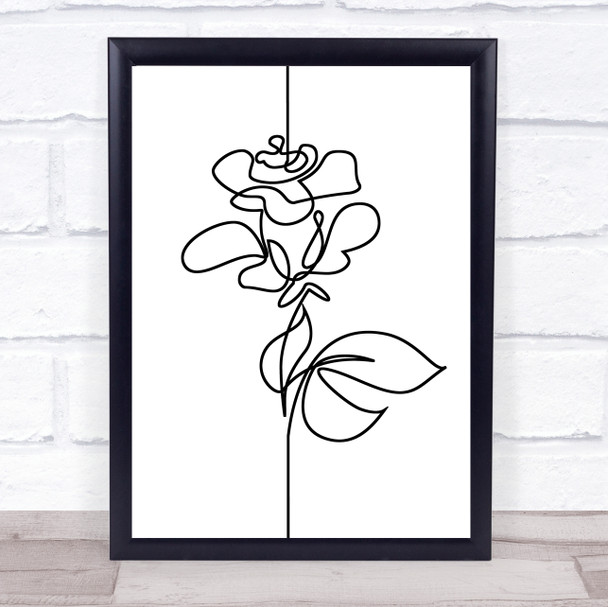 Black & White Line Art Simple Rose Decorative Wall Art Print