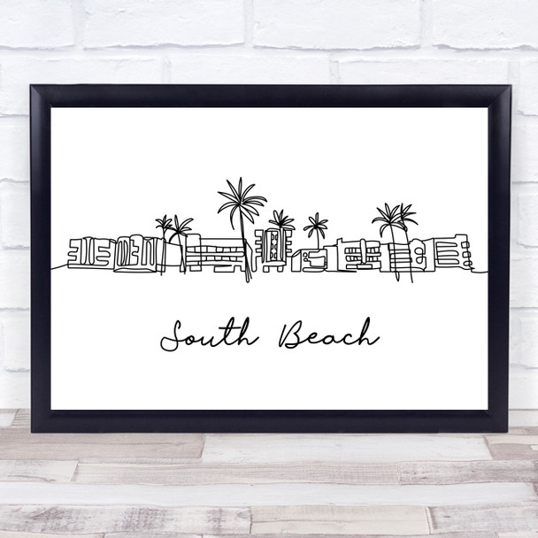 Black & White Line Art South Beach Decorative Wall Art Print