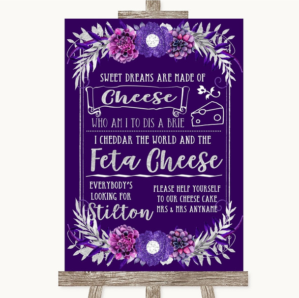 Purple & Silver Cheesecake Cheese Song Personalized Wedding Sign