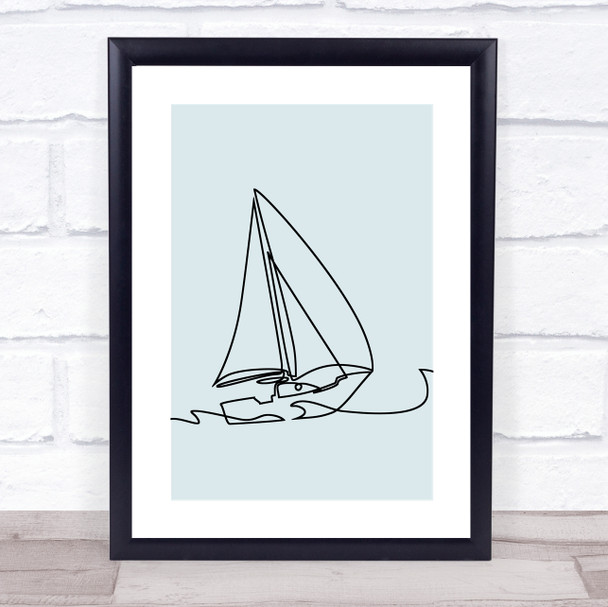 Block Colour Line Art Sailing Boat Decorative Wall Art Print