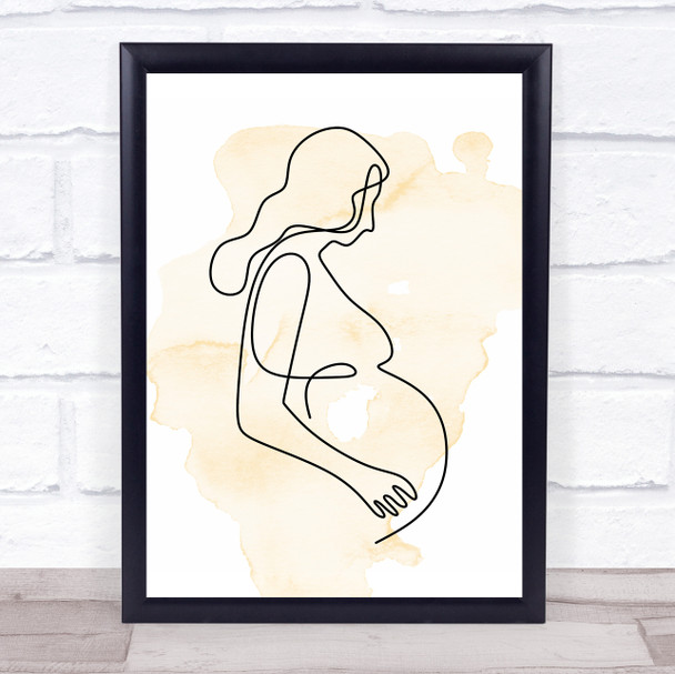Watercolor Line Art Lady Pregnant Decorative Wall Art Print