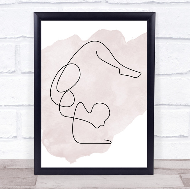 Watercolor Line Art Yoga Exercise Decorative Wall Art Print