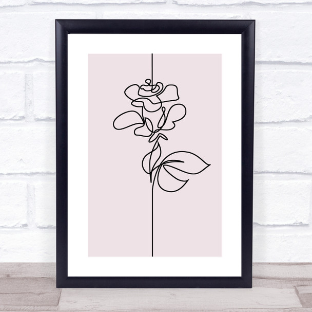 Block Colour Line Art Simple Rose Decorative Wall Art Print