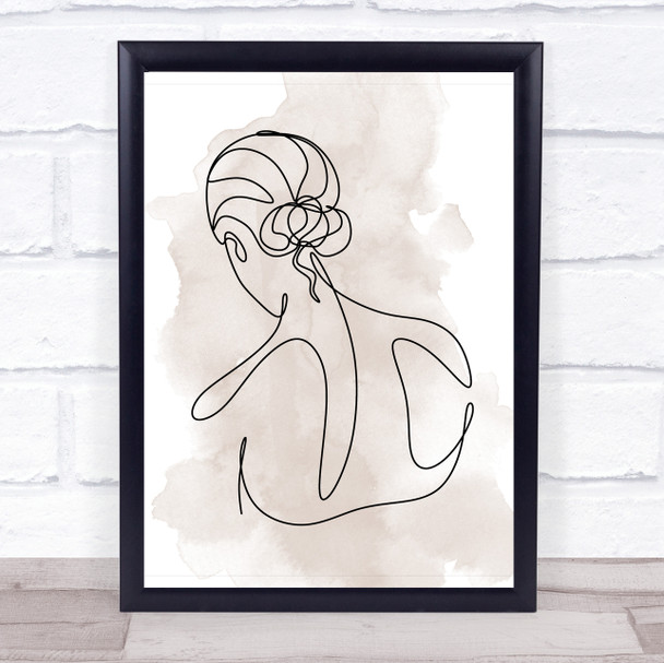 Watercolor Line Art Back Of Lady Decorative Wall Art Print