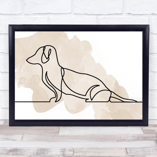 Watercolor Line Art Daschund Dog Decorative Wall Art Print