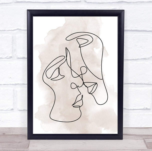 Watercolor Line Art Faces Lovers Decorative Wall Art Print