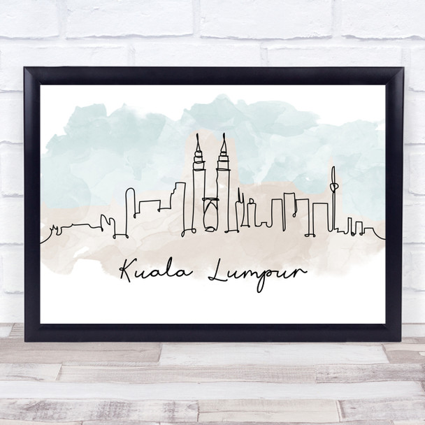 Watercolor Line Art Kuala Lumpur Decorative Wall Art Print