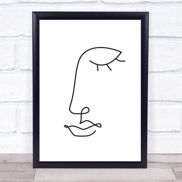 Black & White Line Art Half Face Decorative Wall Art Print