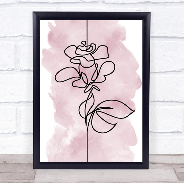 Watercolor Line Art Simple Rose Decorative Wall Art Print