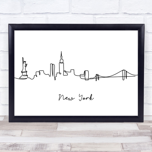 Black & White Line Art New York Decorative Wall Art Print