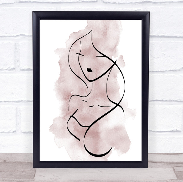 Watercolor Line Art Asian Lady Decorative Wall Art Print