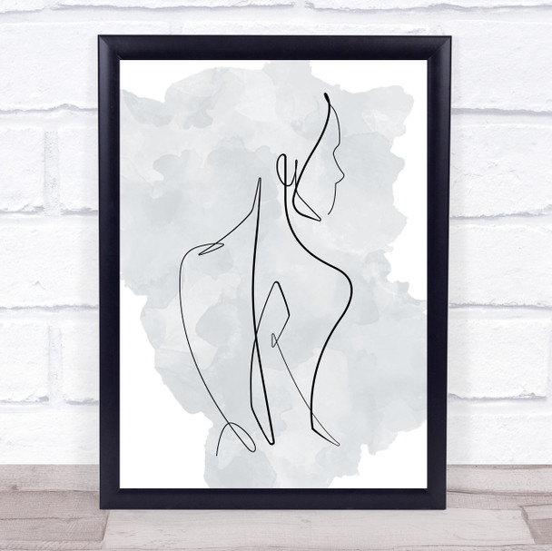 Watercolor Line Art Lady Back Decorative Wall Art Print