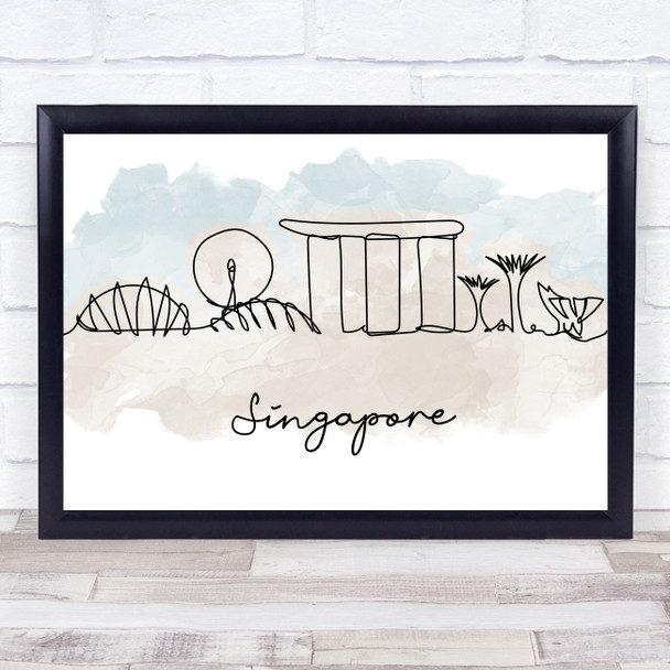 Watercolor Line Art Singapore Decorative Wall Art Print